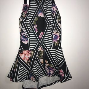 black top with stripes and flowers